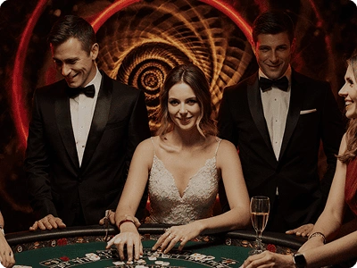 Two men and a woman in elegant clothes
